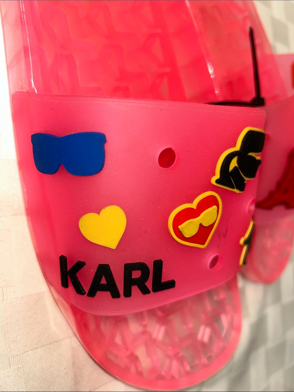 Karl Lagerfeld Pink Jelly Slide Sandals NWOT - Picture 3 of 7